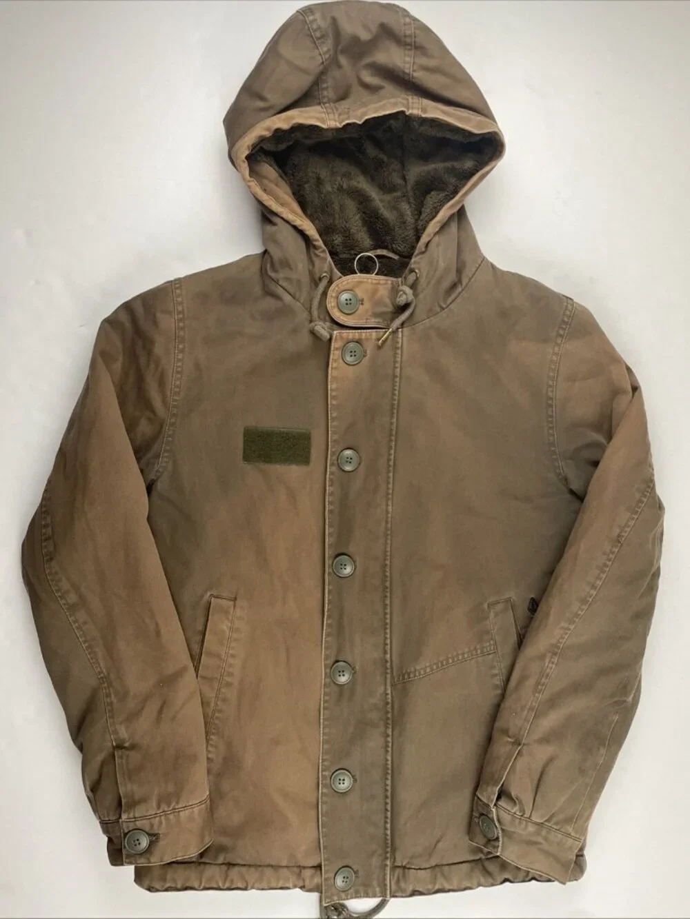 Volcom Rockage Hooded Canvas Jacket Men’s S Faux Fur Lined Work Chore Utility